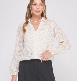 509 Broadway V-Neck Print Blouse