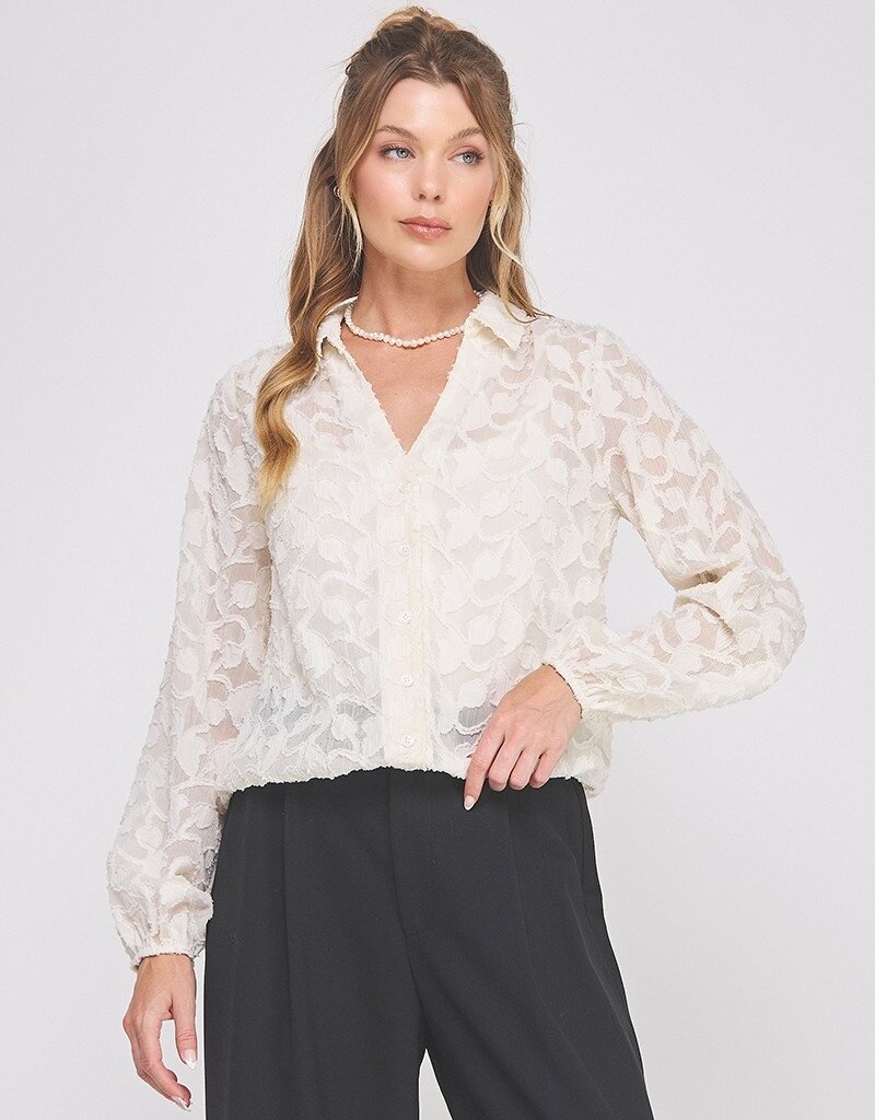 509 Broadway V-Neck Print Blouse