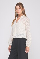 509 Broadway V-Neck Print Blouse