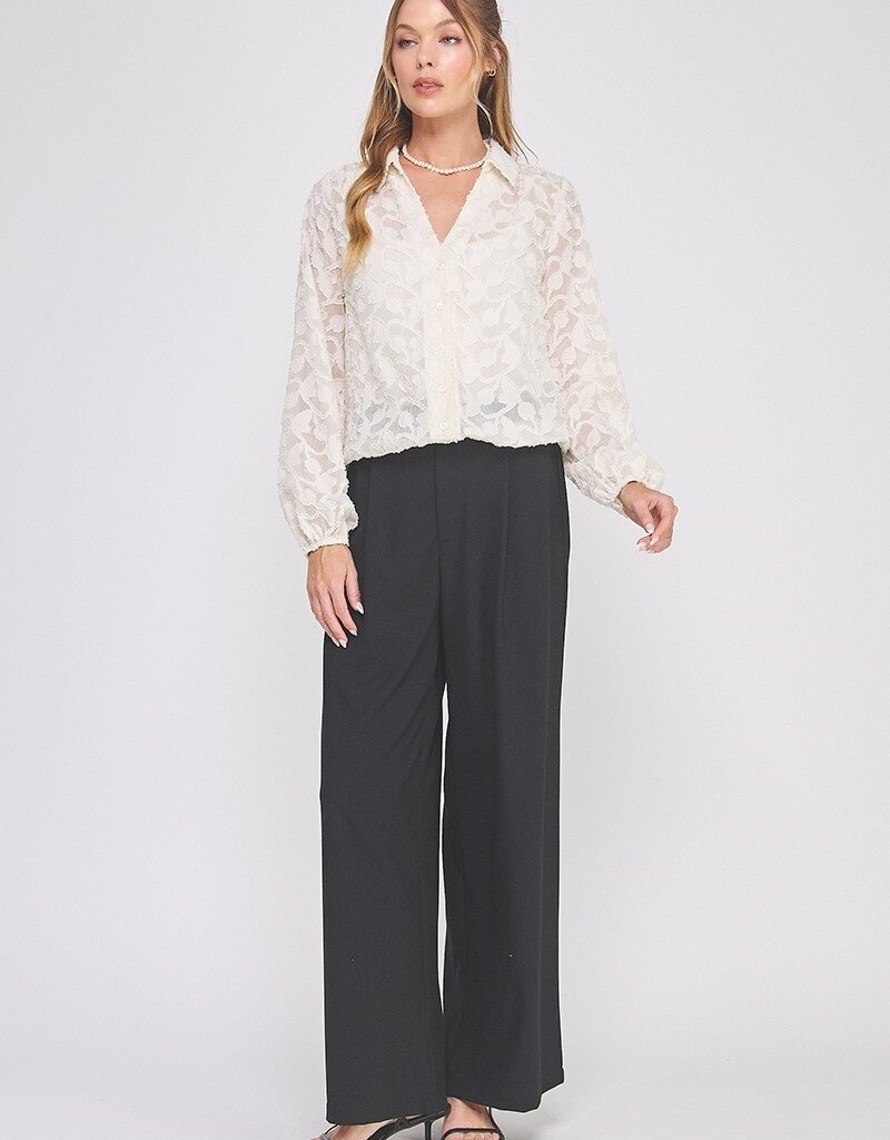 509 Broadway V-Neck Print Blouse
