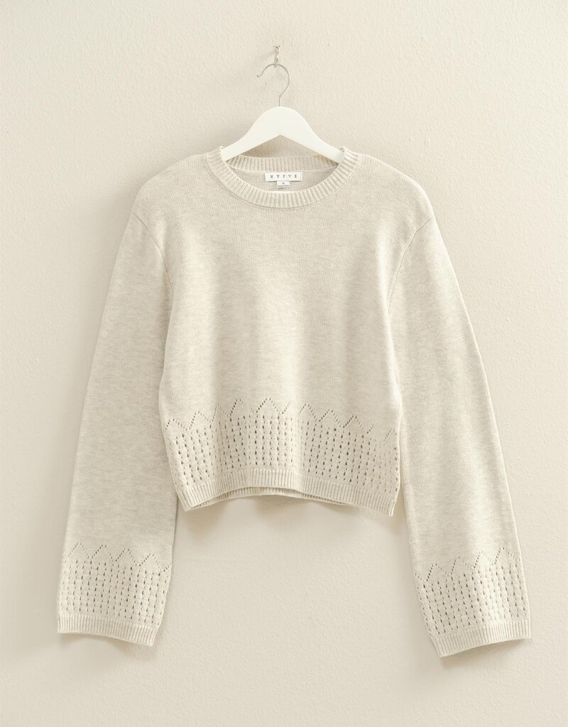 509 Broadway Unique Eyelet Detailed  Sweater