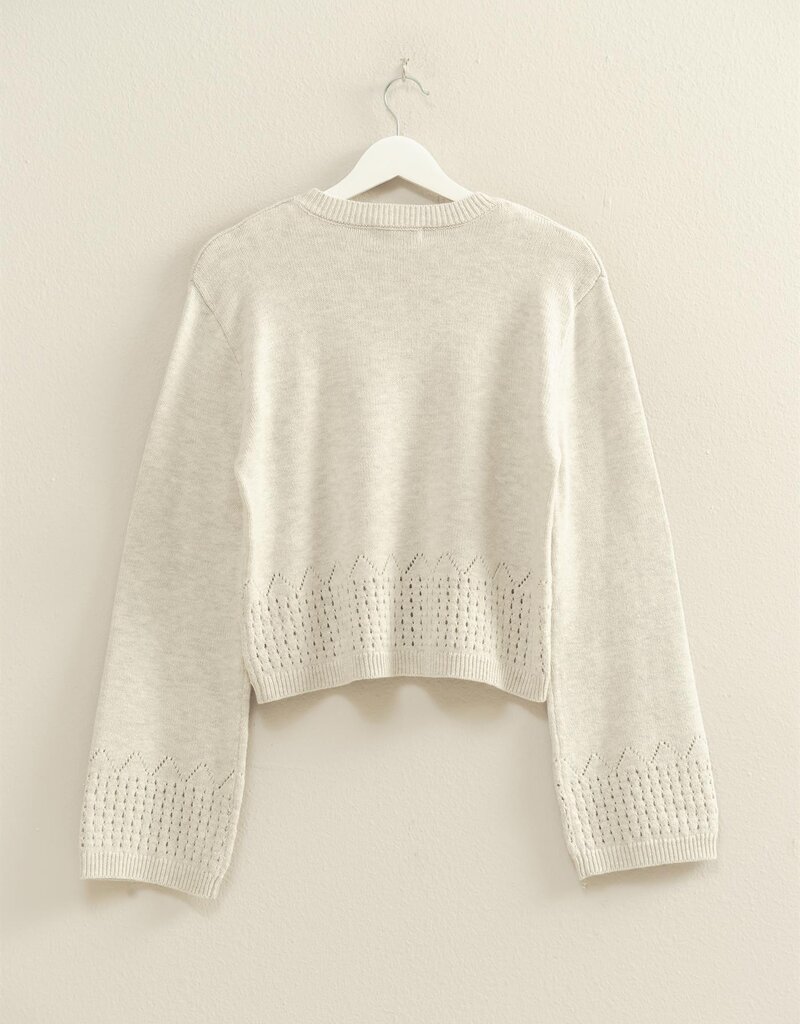 509 Broadway Unique Eyelet Detailed  Sweater