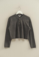 509 Broadway Mineral Washed Long-sleeve Henley Top