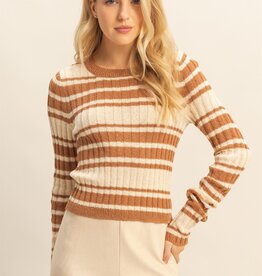 509 Broadway Horizontal Striped Crew Neck Sweater