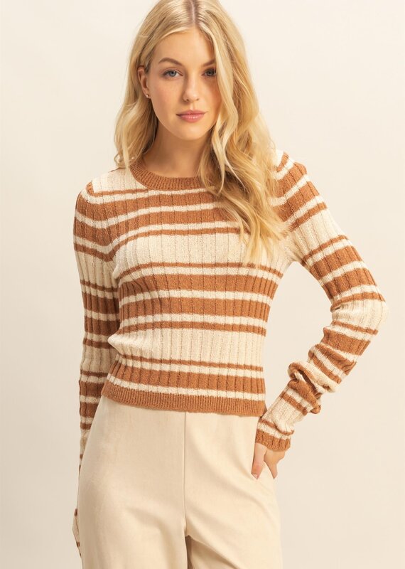 509 Broadway Horizontal Striped Crew Neck Sweater