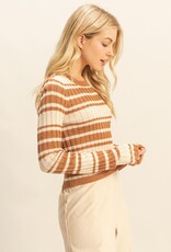 509 Broadway Horizontal Striped Crew Neck Sweater