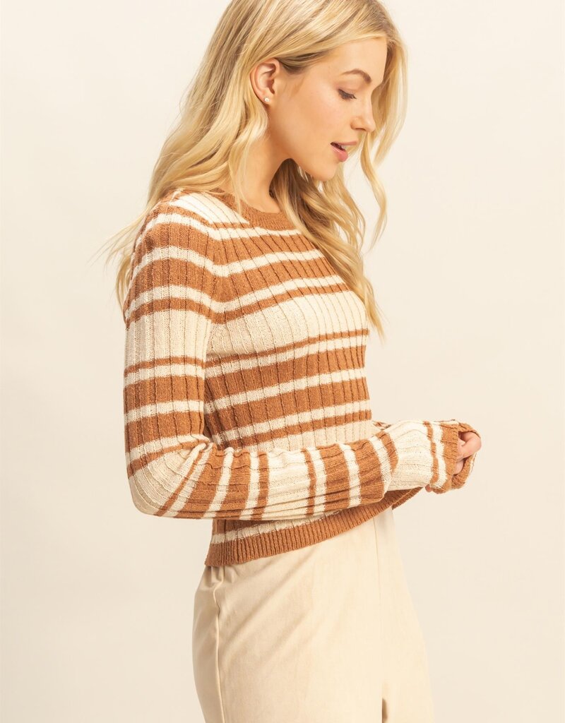 509 Broadway Horizontal Striped Crew Neck Sweater