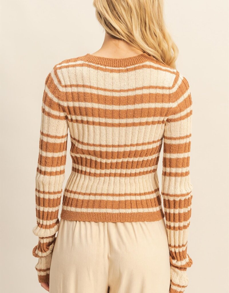 509 Broadway Horizontal Striped Crew Neck Sweater
