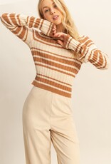 509 Broadway Horizontal Striped Crew Neck Sweater