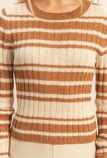 509 Broadway Horizontal Striped Crew Neck Sweater