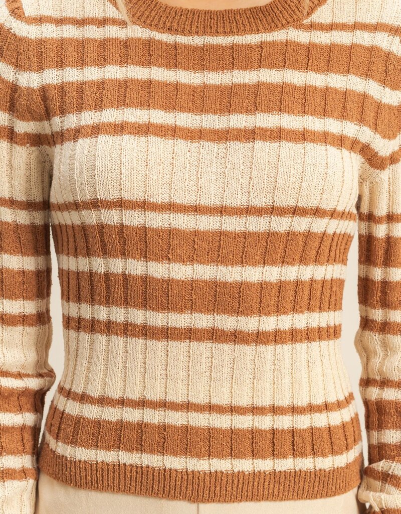 509 Broadway Horizontal Striped Crew Neck Sweater