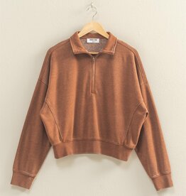 509 Broadway Half-zip Collared Sweatshirt