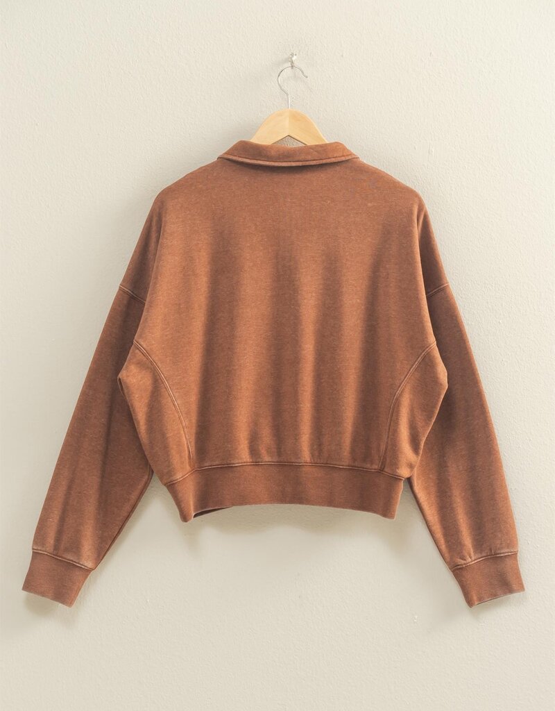 509 Broadway Half-zip Collared Sweatshirt