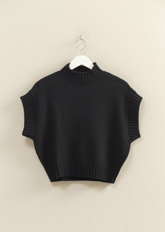 509 Broadway Short Sleeve Mock Neck Sweater