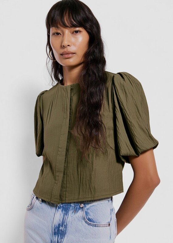 509 Broadway Puff Sleeve Button Up Blouse