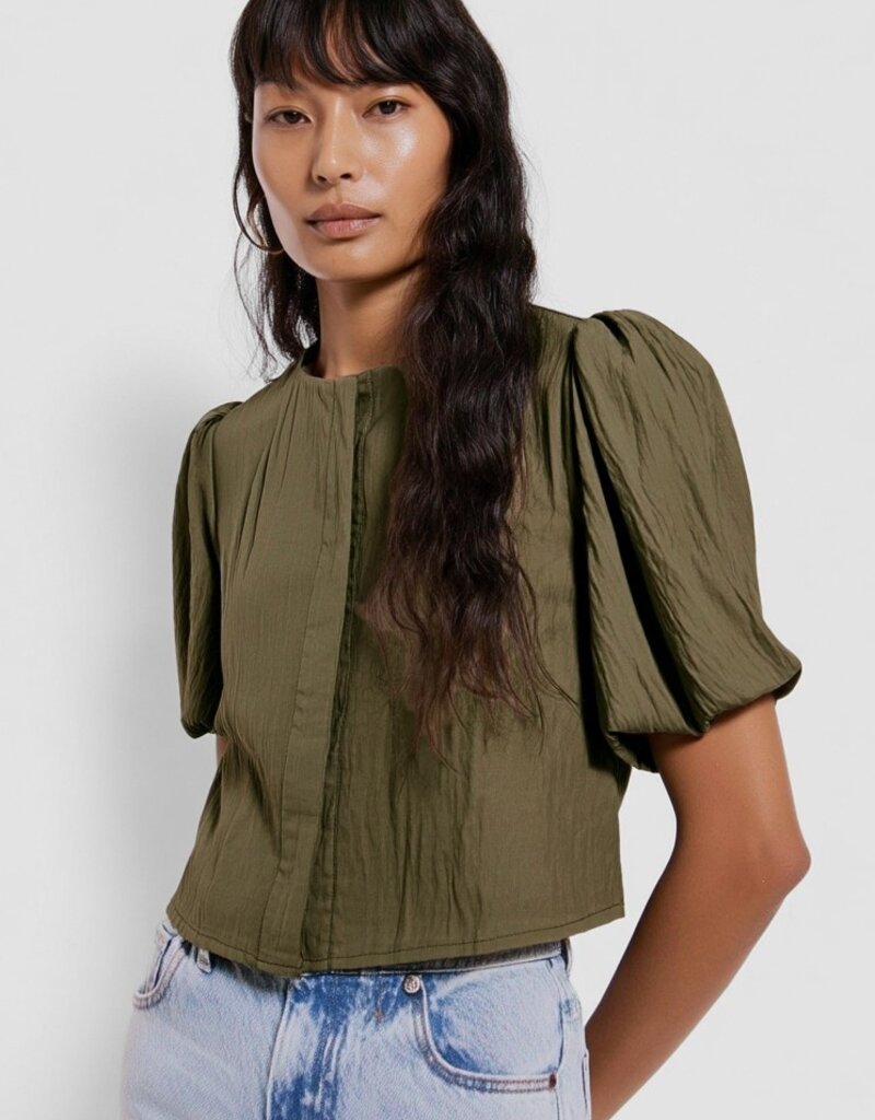 509 Broadway Puff Sleeve Button Up Blouse
