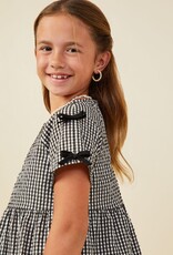 509 Broadway Girls Contrast Ribbon Gingham Babydoll Top