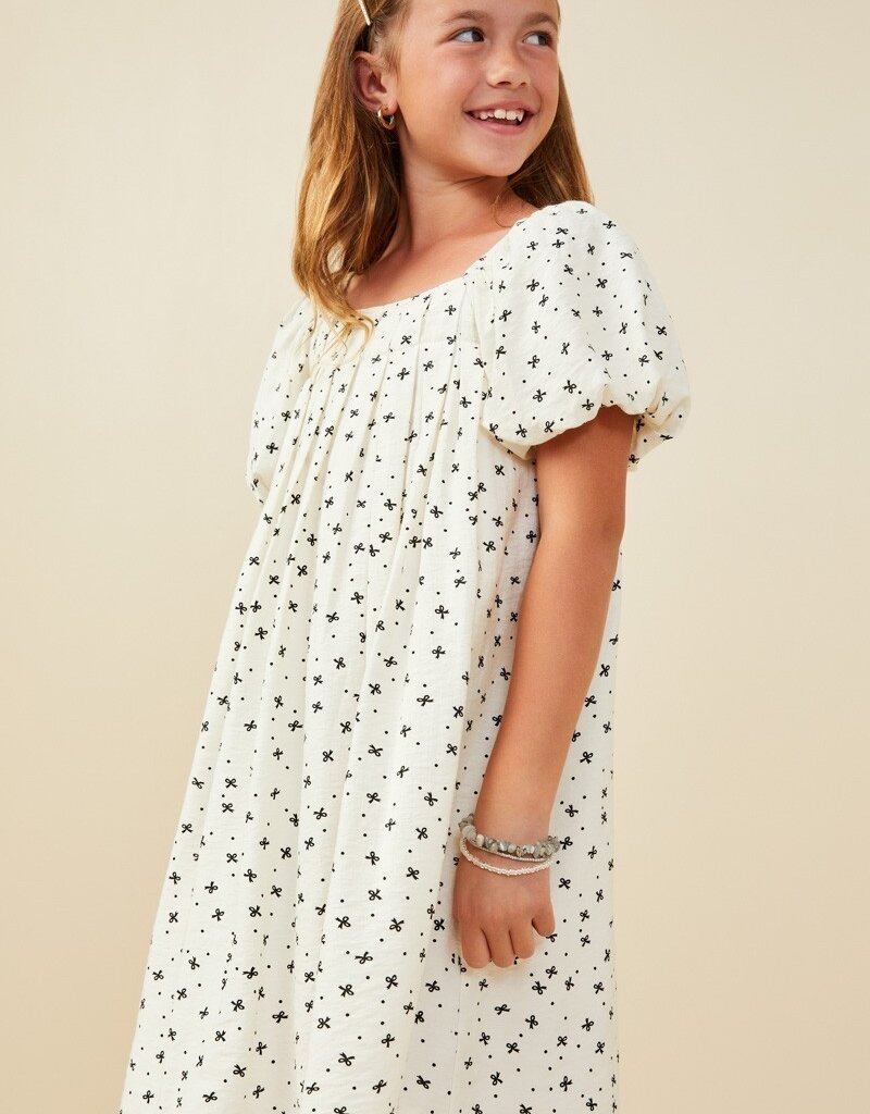 509 Broadway Girls Ditsy Bow Box Pleated Dress