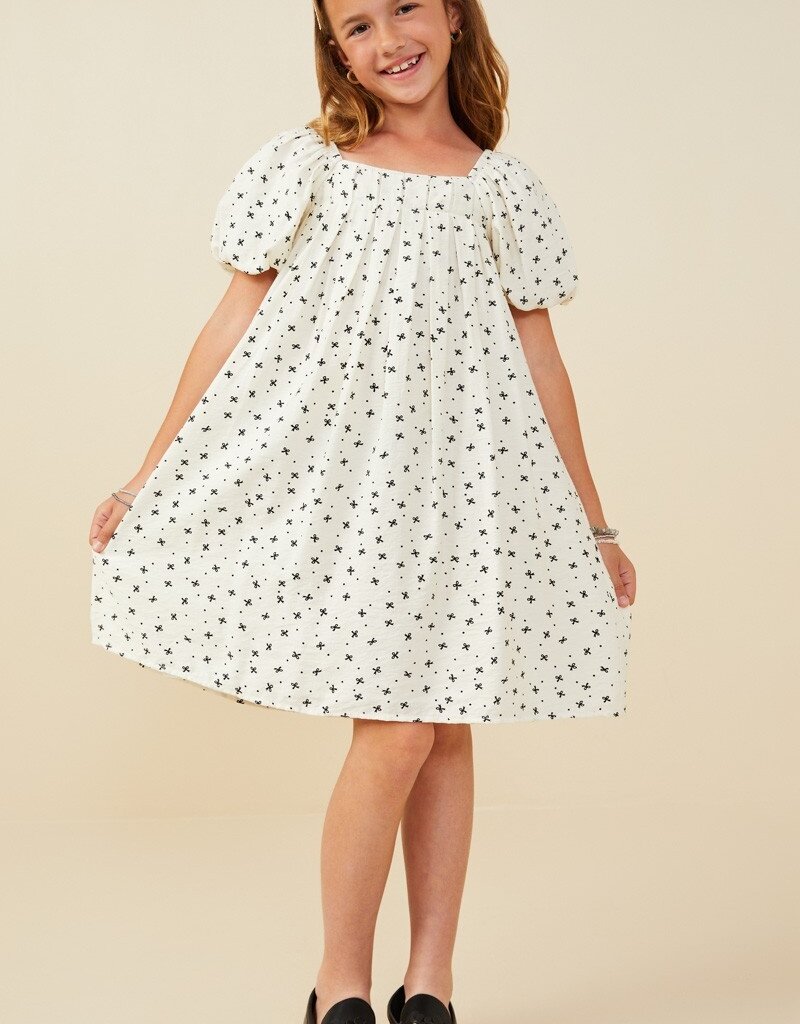 509 Broadway Girls Ditsy Bow Box Pleated Dress