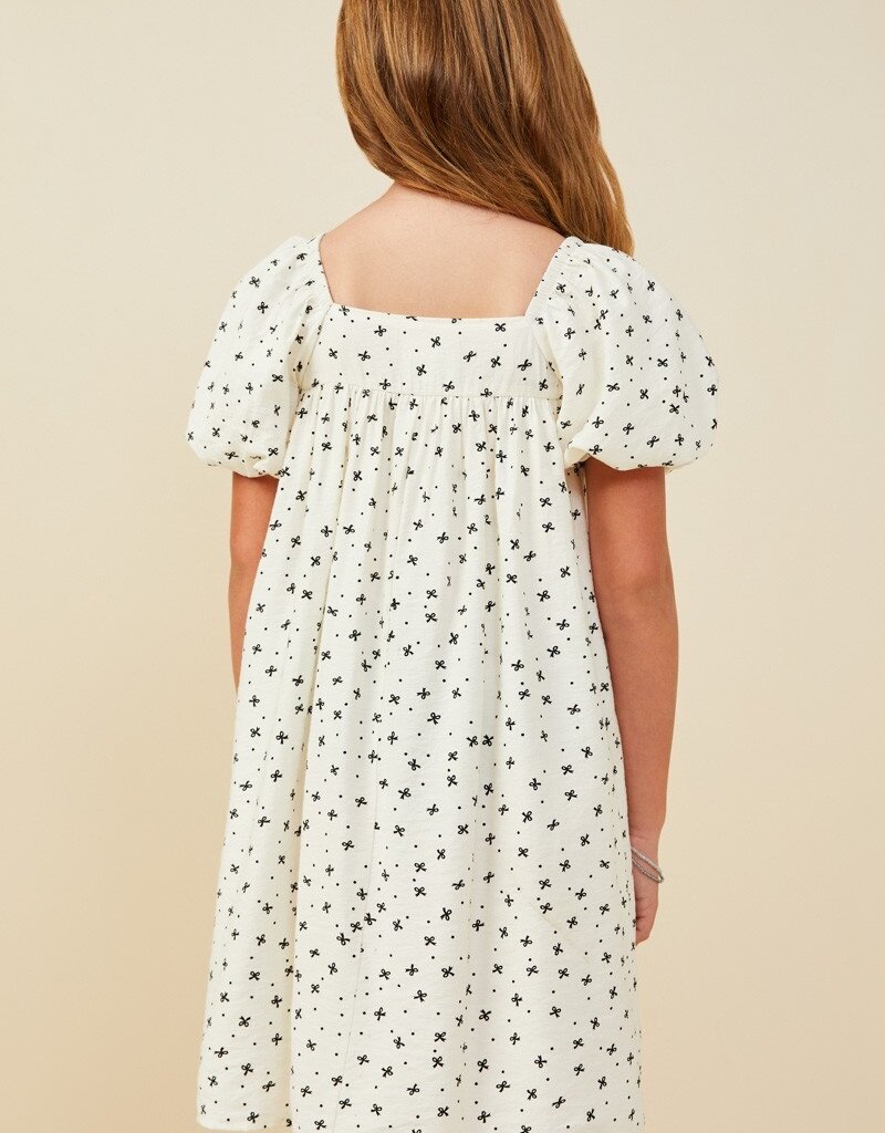 509 Broadway Girls Ditsy Bow Box Pleated Dress