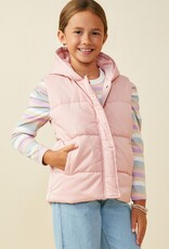 509 Broadway Girls Padded Zip Up Hooded Vest