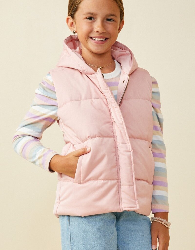 509 Broadway Girls Padded Zip Up Hooded Vest