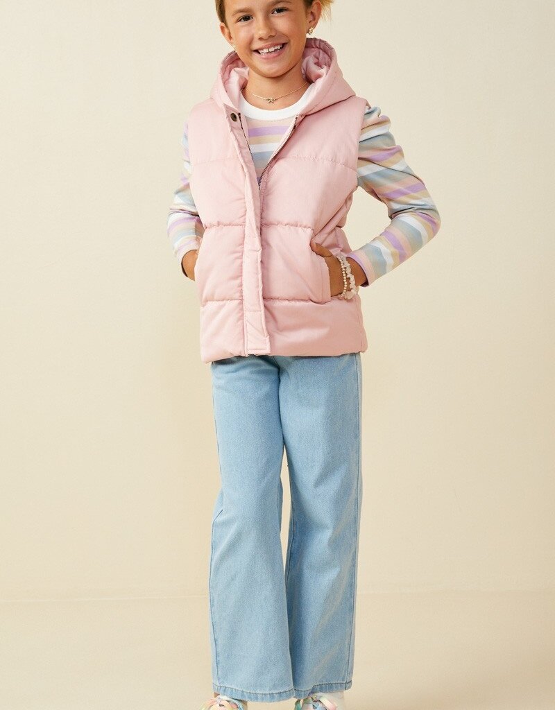 509 Broadway Girls Padded Zip Up Hooded Vest