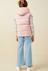 509 Broadway Girls Padded Zip Up Hooded Vest