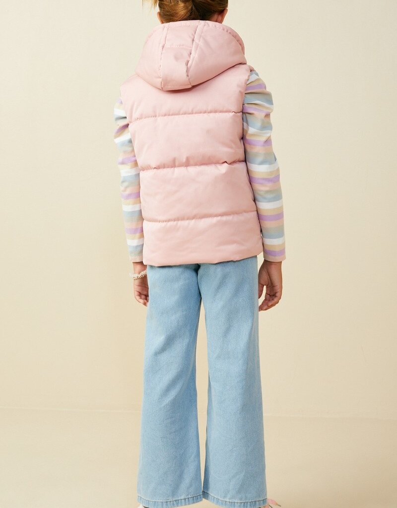 509 Broadway Girls Padded Zip Up Hooded Vest
