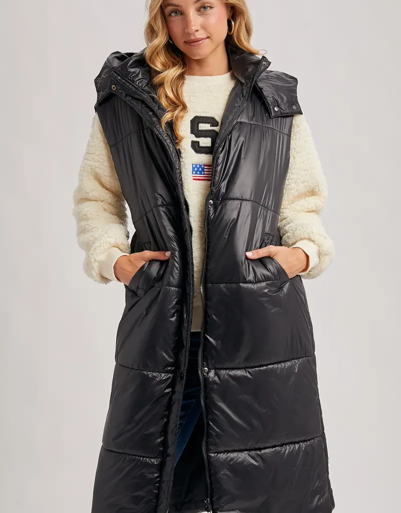 509 Broadway Long Puffer hooded Vest