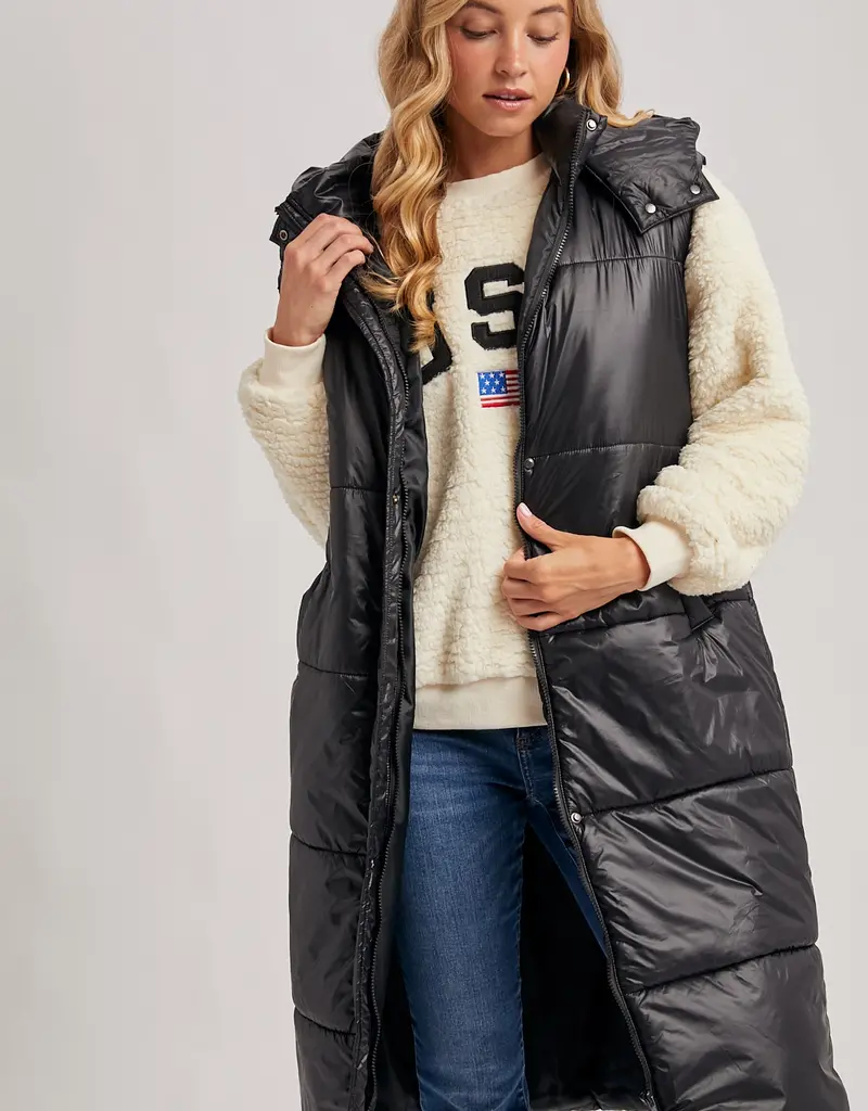 509 Broadway Long Puffer hooded Vest