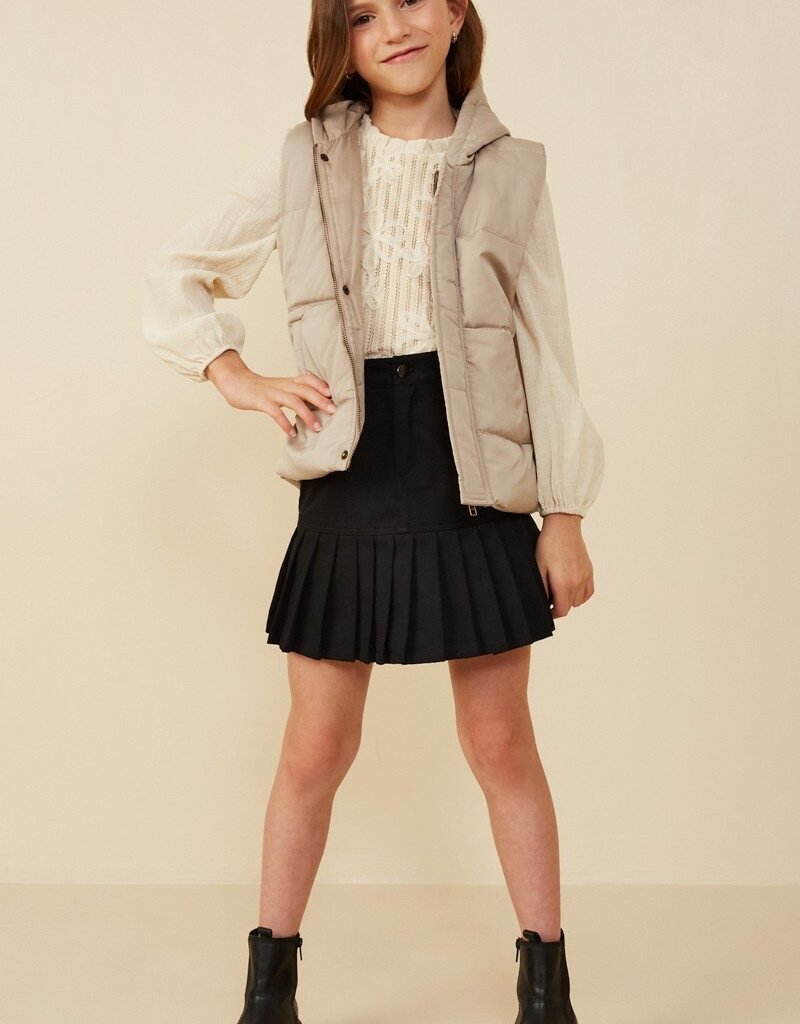 509 Broadway Girls Padded Zip Up Hooded Vest