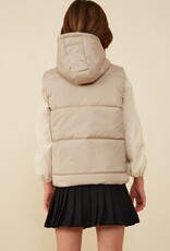 509 Broadway Girls Padded Zip Up Hooded Vest