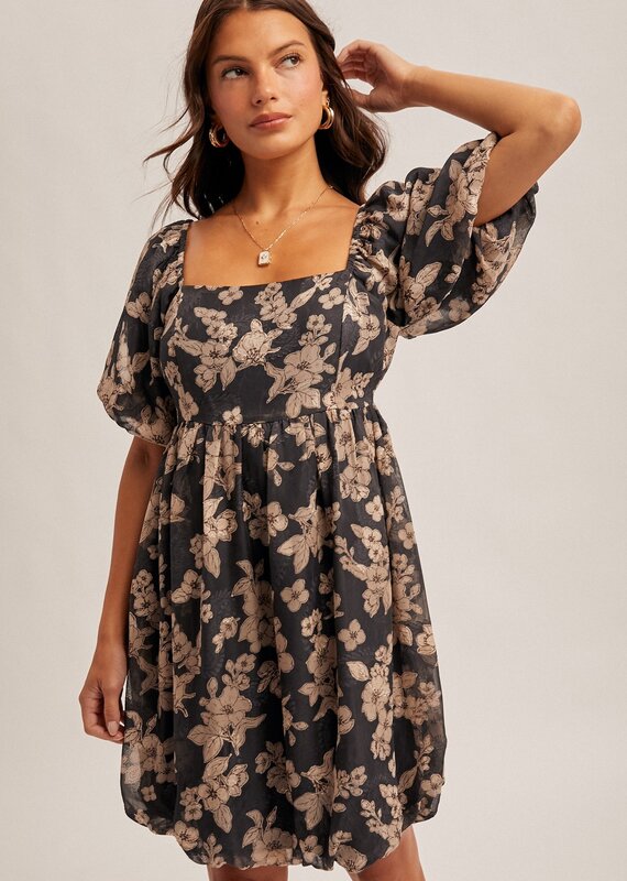 509 Broadway Jacquard Floral Print Bubble Dress