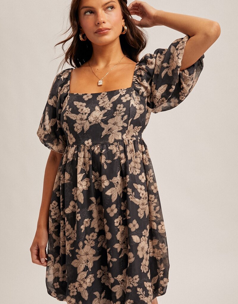 509 Broadway Jacquard Floral Print Bubble Dress