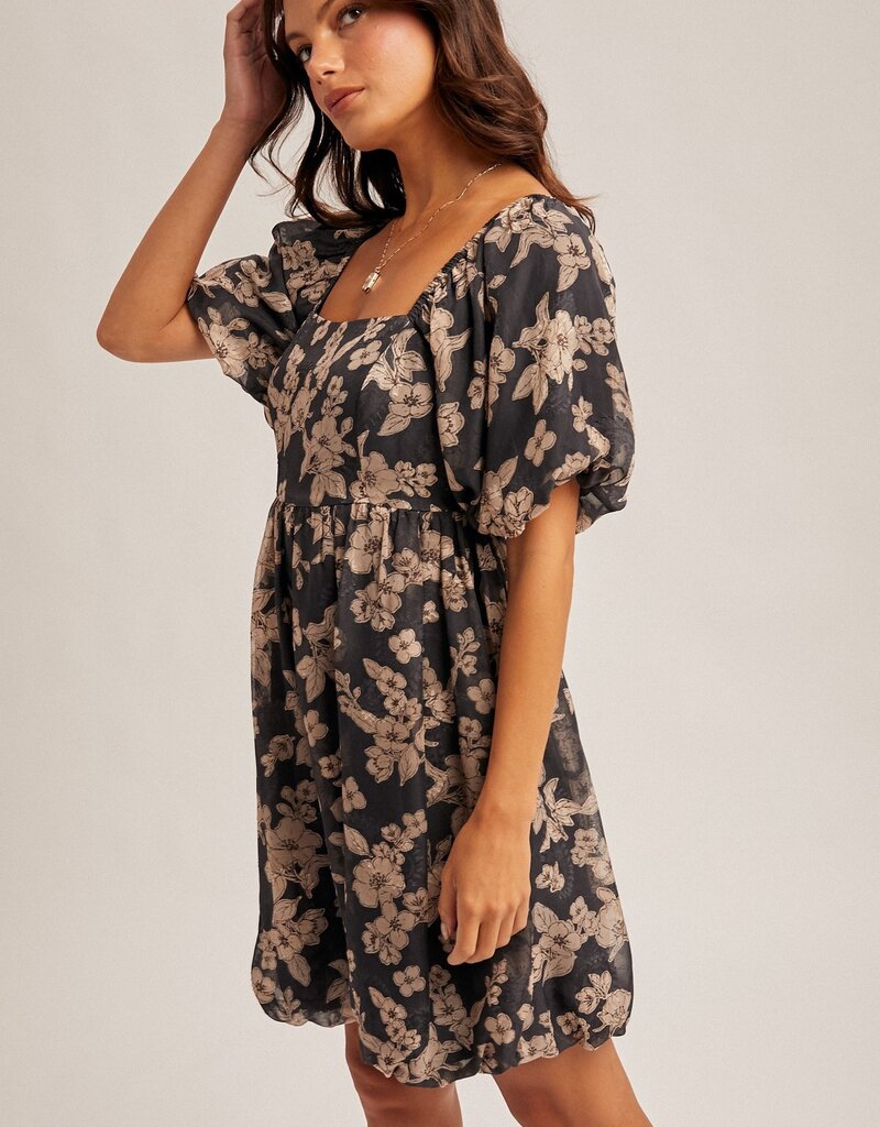 509 Broadway Jacquard Floral Print Bubble Dress