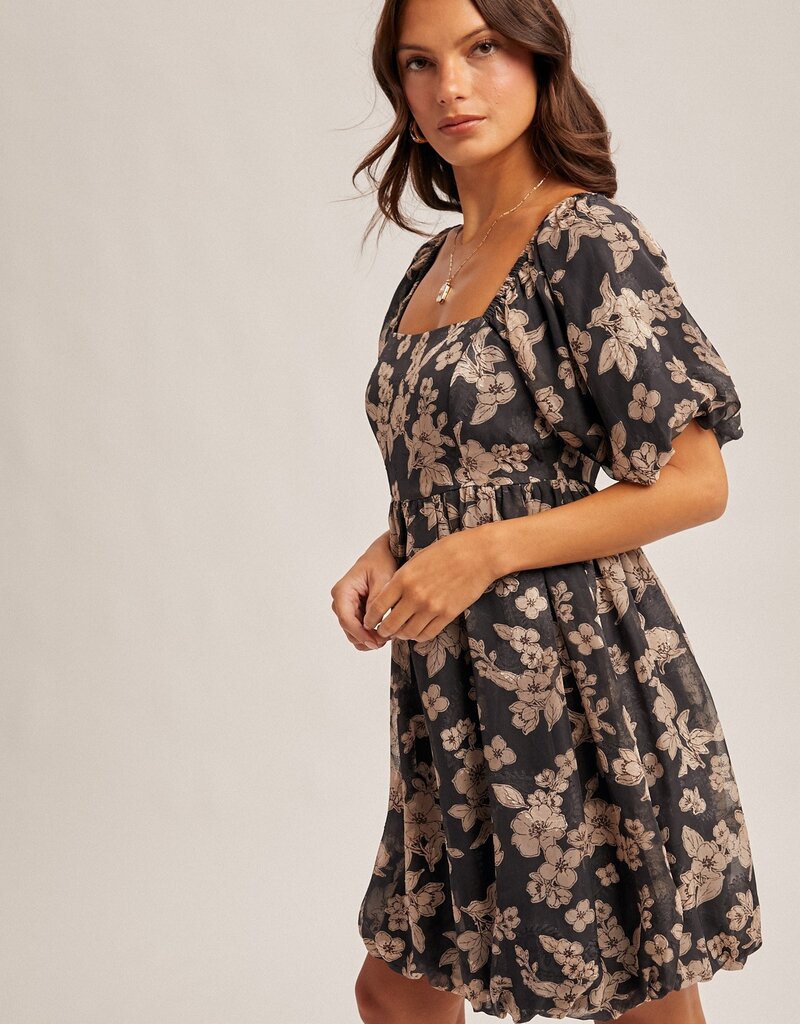 509 Broadway Jacquard Floral Print Bubble Dress