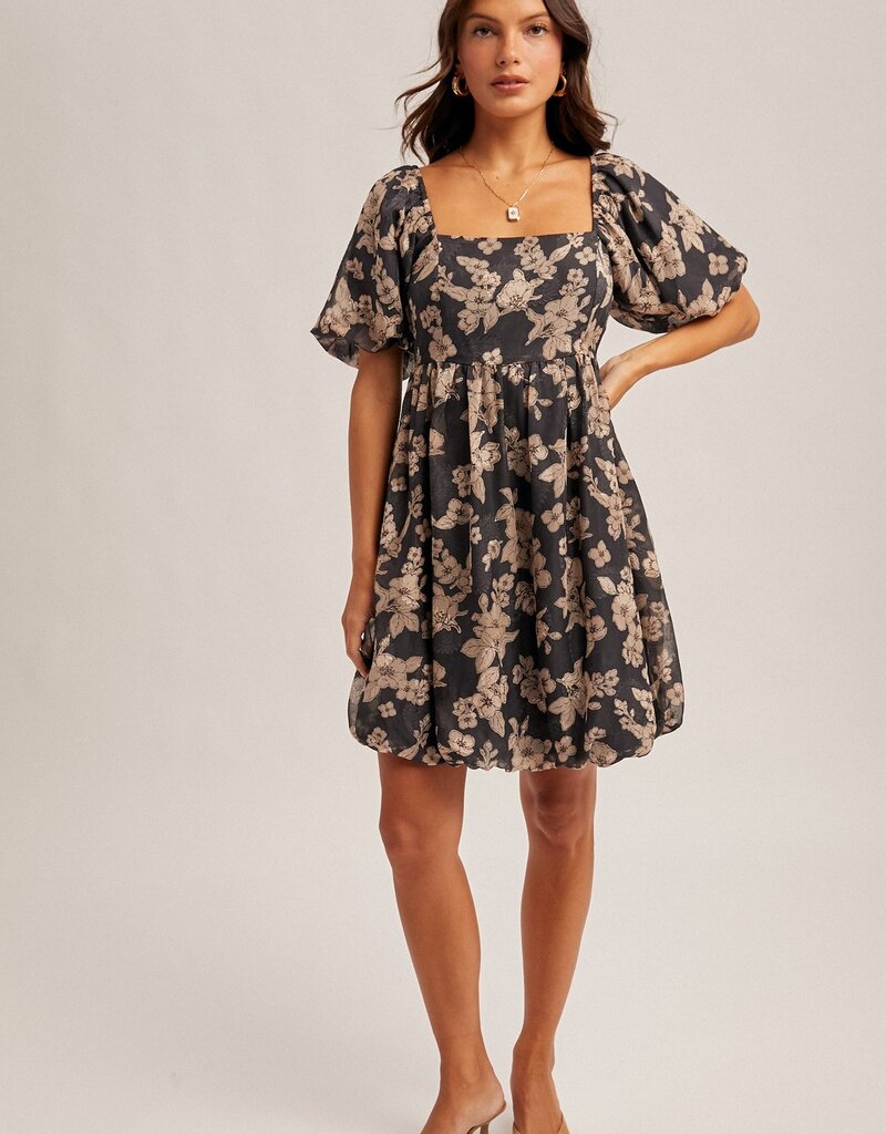 509 Broadway Jacquard Floral Print Bubble Dress