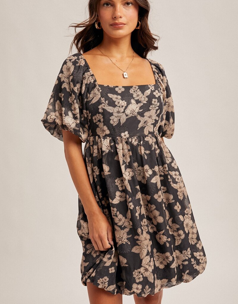 509 Broadway Jacquard Floral Print Bubble Dress