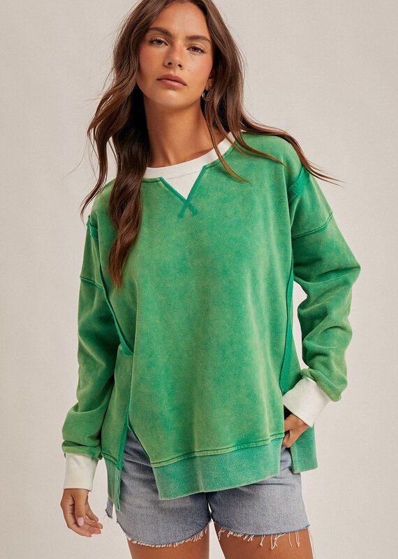 509 Broadway Color Block Snow Sweatshirt