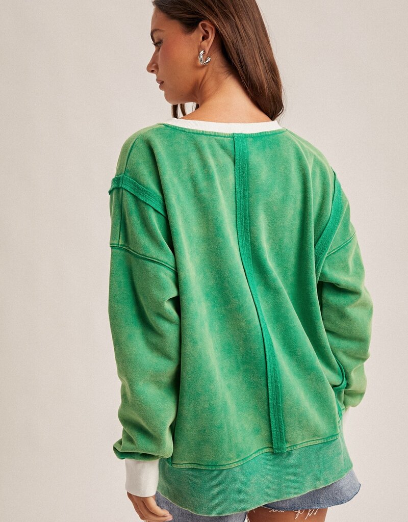 509 Broadway Color Block Snow Sweatshirt