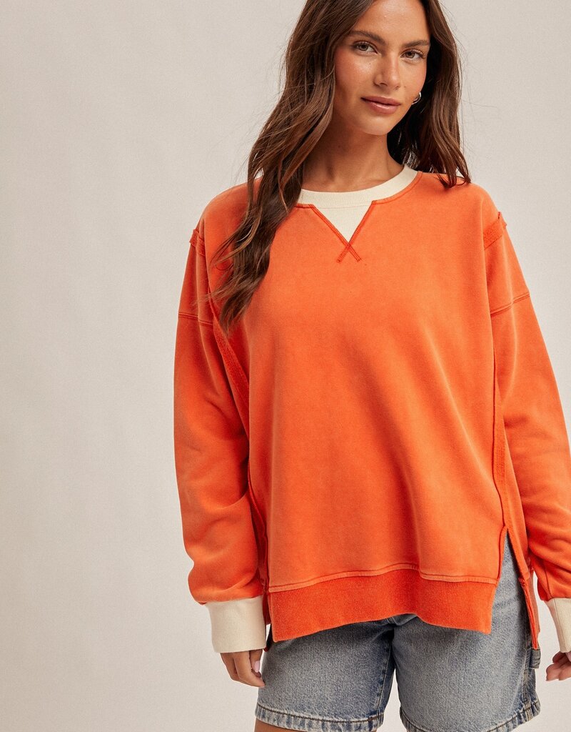 509 Broadway Color Block Snow Sweatshirt