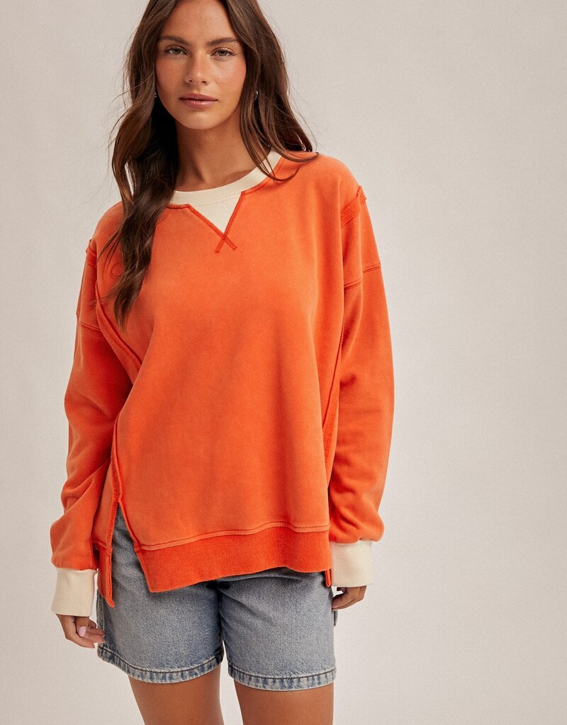 509 Broadway Color Block Snow Sweatshirt