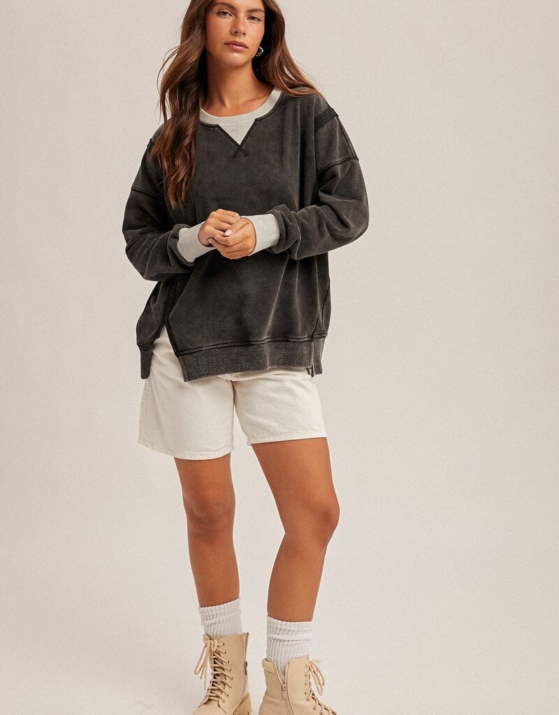 509 Broadway Color Block Snow Sweatshirt