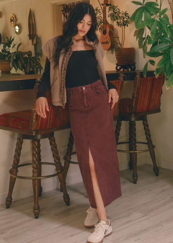 509 Broadway Elastic Waist Twill Skirt