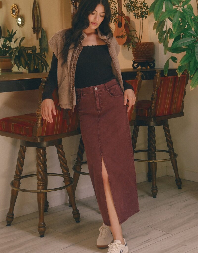 509 Broadway Elastic Waist Twill Skirt