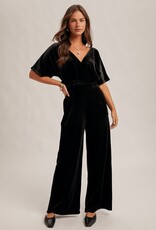 509 Broadway Surplice Neck Velvet Jumpsuit