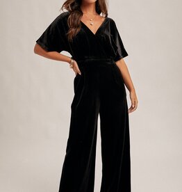 509 Broadway Surplice Neck Velvet Jumpsuit