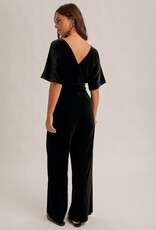 509 Broadway Surplice Neck Velvet Jumpsuit