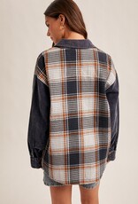 509 Broadway Waffle Texture Plaid Corduroy Schacket